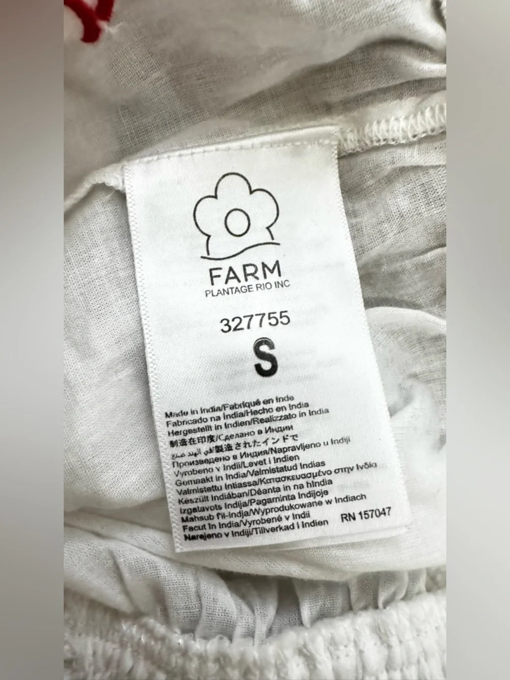 Farm Rio White Peasant with Red Floral Embroidery Long Sleeve Blouse Sz small - Picture 12 of 12